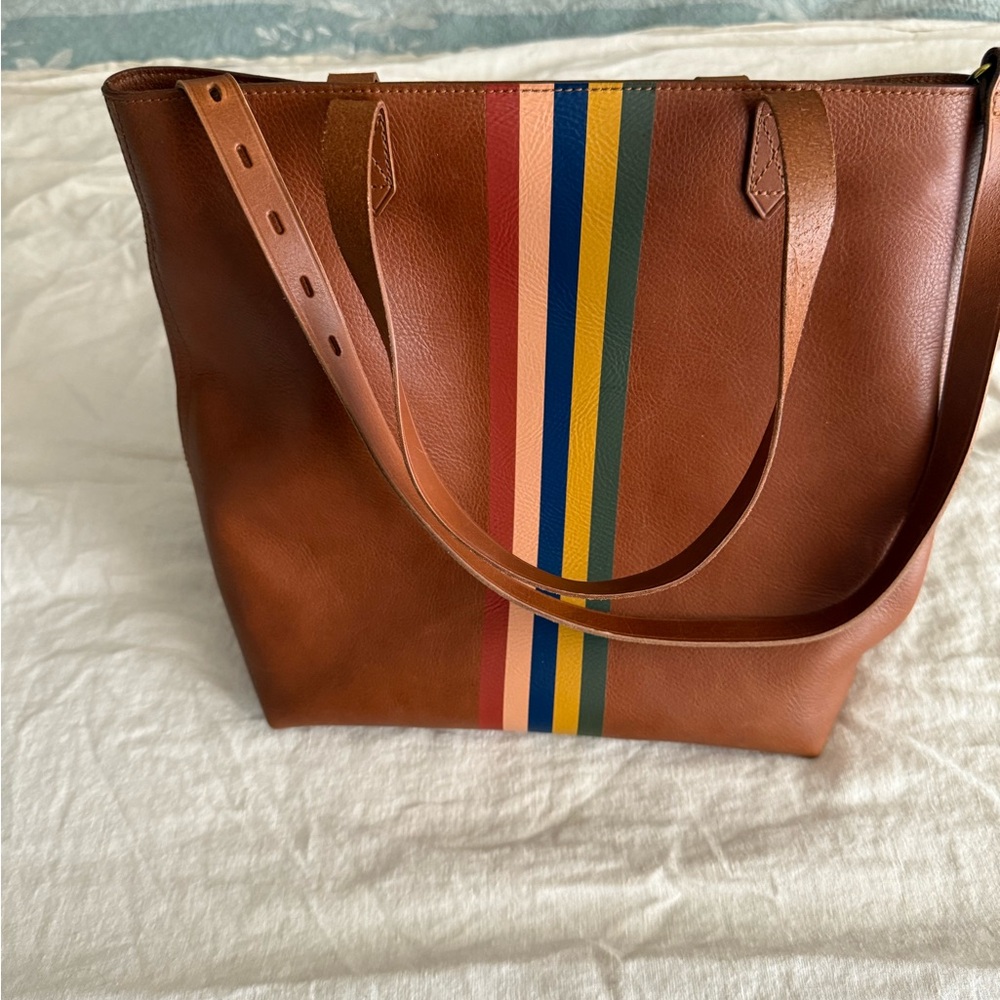 MADEWELL THE ZIP-TOP MEDIUM TRANSPORT TOTE: RAINBOW STRIPE EDITION NWT - Picture 2 of 8